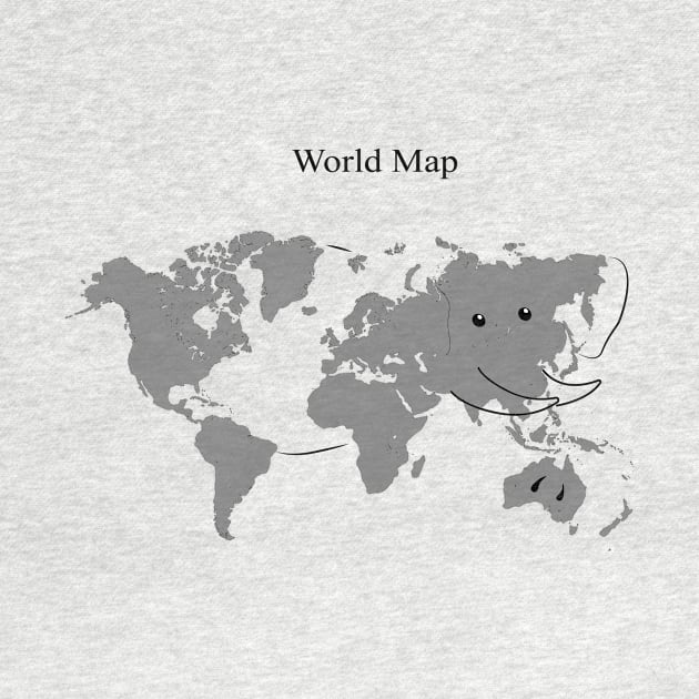 A funny map of the world (elephant) by percivalrussell